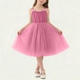 thumbnail image 3 of DISKEBUISS Girls' Party Dress Solid Color Round Neck Sleeveless Strap Mesh Dress for Birthdays & Celebrations Clothing, 3 of 6