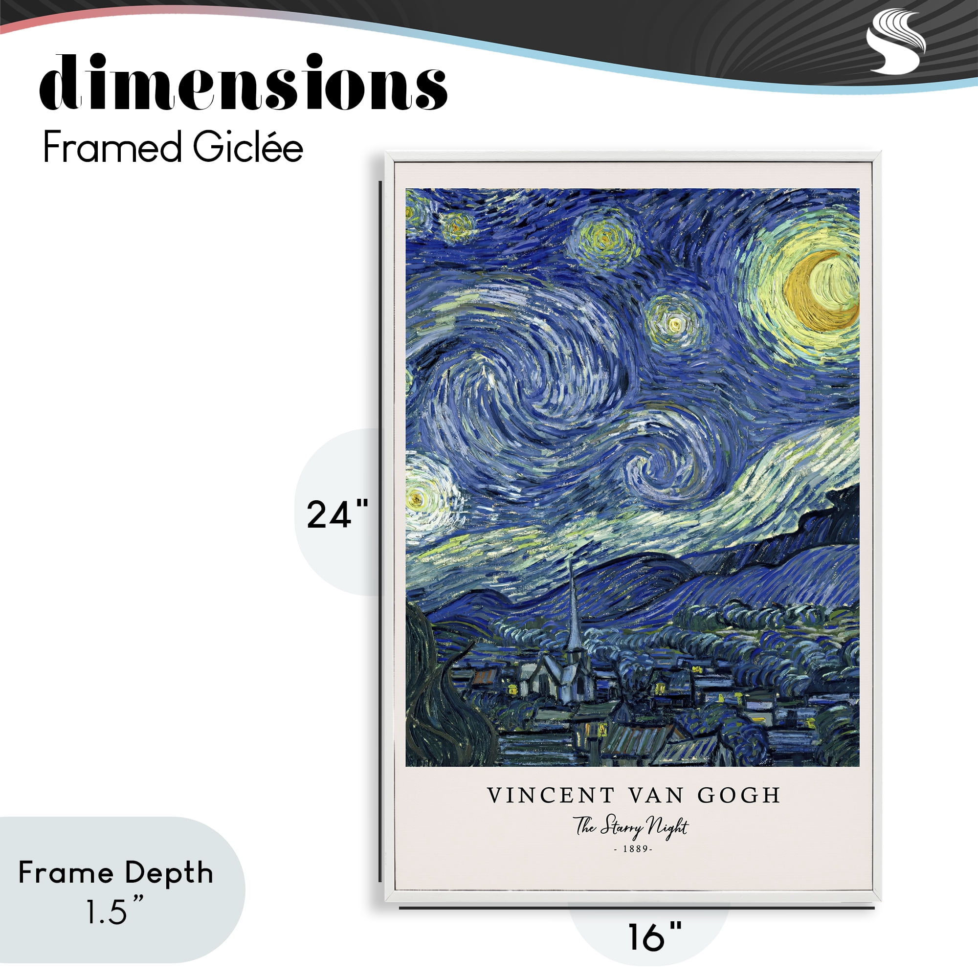 Stupell Industries Classic Starry Night Van Gogh White Framed Giclee Art, design by Vintage Hustle