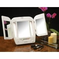Jerdon Modern TriFold Makeup Mirror with Lights Vanity Mirror with 5X 1X Magnification