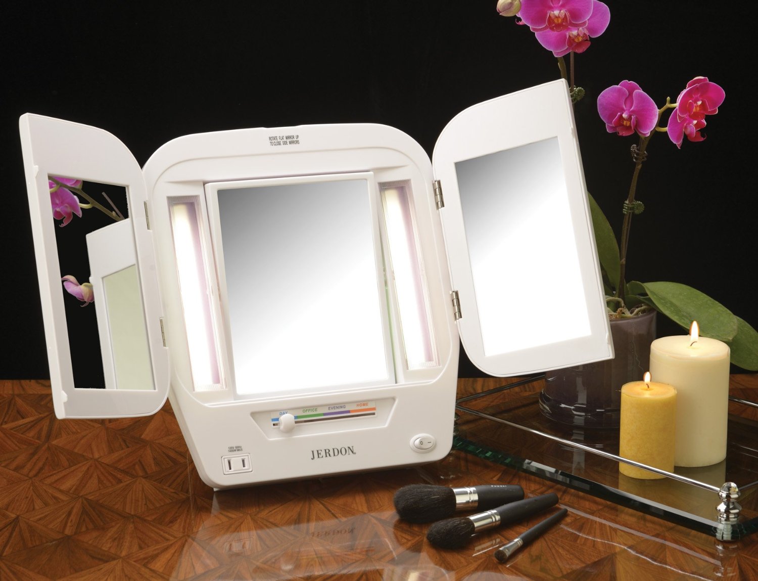 Jerdon Tri-Fold Lighted Makeup Mirror 5X Magnification photo 4