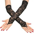 thumbnail image 2 of Guantes de encaje floral para mujer Mangas Guantes sin dedos Mitón Negro Sunnimix Guantes largos, 2 of 6
