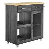 Kitchen Island Cart, Dark Grey Gray Natural, Wood, Kitchen Cafe Bistro Hospitality Restaurant, Modern Contemporary HB34639