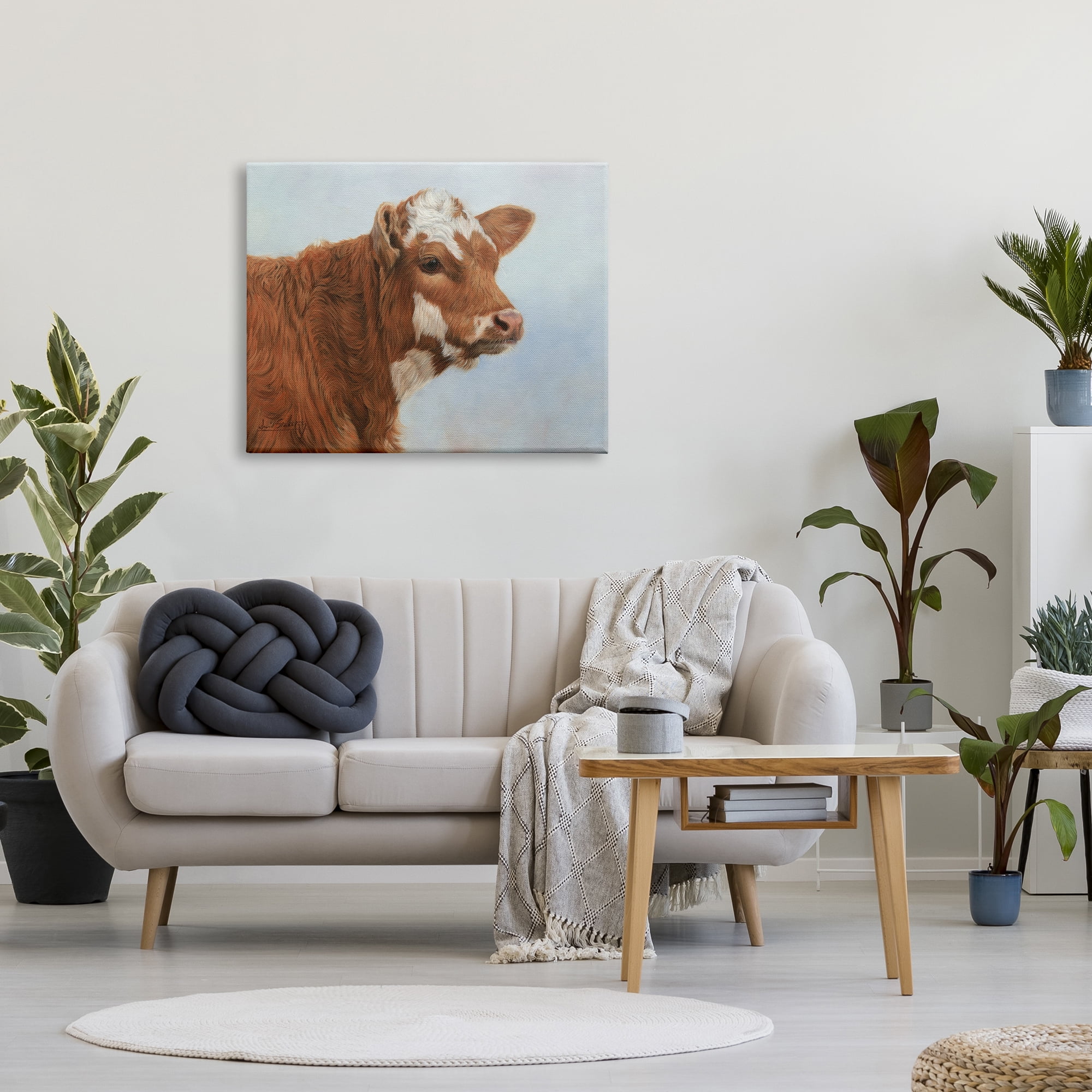 Stupell Industries Brown Dairy Cow Detailed Farm Animal Painting Painting Gallery Wrapped Canvas Print Wall Art, Design by David Stribbling