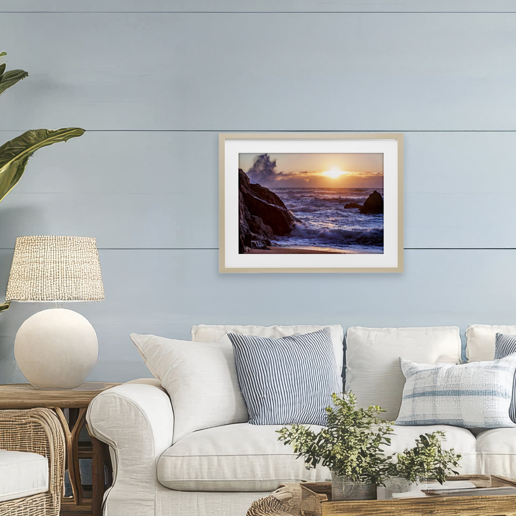 Stupell Industries Siren Song Rocky Shore Birch Framed Print Under Glass, design by Shelley Carlisle