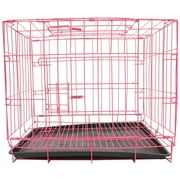 Steel Cage Folding Houses Pens Dog Crate with Divider Pane Birdcage Travel Pink