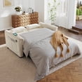 thumbnail image 2 of Lunale Convertible Sofa Bed with USB, 55" Loveseat Sleeper for Living Room, Apt, Beige Velvet, 2 of 10