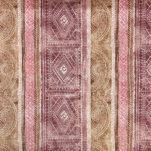 Decora Furnishings Bohemian Vintage Ikat Design Decorative Microfiber Velvet Fabric by The Yard, Pink