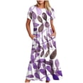 thumbnail image 1 of Vestido de Manga Corta para Mujeres Vestido de Verano de Cuello Redondo Impreso, Poliéster de Tamaño Verdadero Diario Y Vestido de Fiesta, 1 of 4