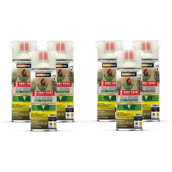 Samurai 2-Part Non-Isocyanate (NISO) Spray Paint for Home Interior - 11.3 Ounce UV Resistant and Rust Resistant NISO (Non-Isocyanate) Spray (FLAT ORANGE, Pack of 6 Cans)