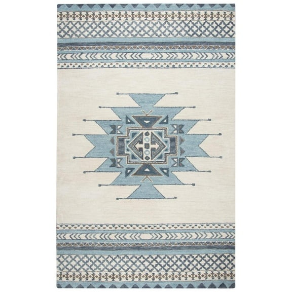 Alora Decor Ryder 8' x 10' Southwest/Tribal Blue/Ivory Hand-Tufted Area Rug