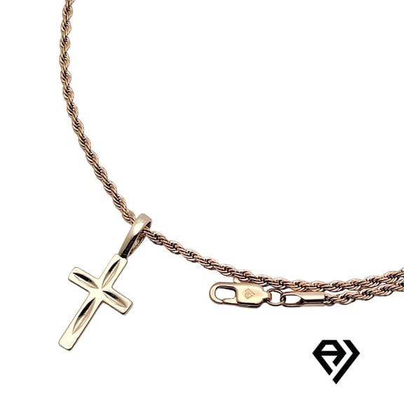 14K Gold-Plated Chain with Prong Pendent, Unisex Christmas Gift for Women, Men, Boyfriend, Girlfriend Mother, Father, Her, Him 2mm Gold Necklace by Artisan Jeweler