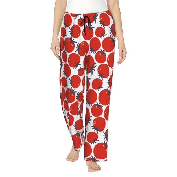 Fotbe Hand Drawn Tomatoes Pantalones de Pijama para Mujer, Pantalones de Dormir, Pantalones Pj con Cordón y Bolsillos-X-Large