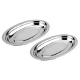 thumbnail image 4 of 2Pcs Stainless Steel Oval Plates Steaming Fish Plates Snack Trays (Silver), 4 of 8