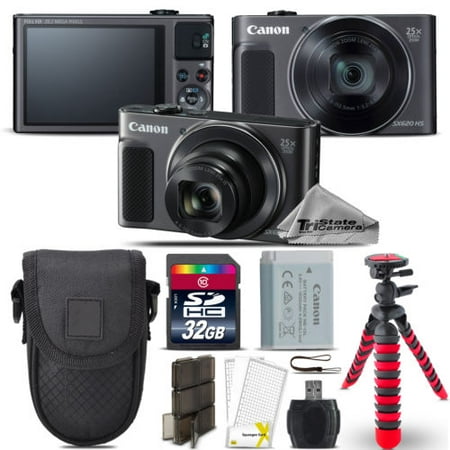 Canon PowerShot SX620 HS Digital Camera Black + Spider Tripod + Case - 32GB (Best Budget Digital Camera India)