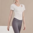 thumbnail image 7 of YUGYXL Workout Tops for Women Breathable Cutout Crewneck Short Sleeve T-Shirts Casual Slim Fit Gym Workout Yoga Basic Tee White S, 7 of 7