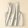 thumbnail image 4 of Olyvenn Trendy Women's V-Neck Sleeveless Waistcoat Solid Color Loose Fit Office Work Vest with Pockets White 10, 4 of 7