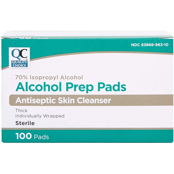 Quality Choice 70% Isopropyl Alcohol Prep Pads Sterile Antiseptic Skin Cleanser 100 Count