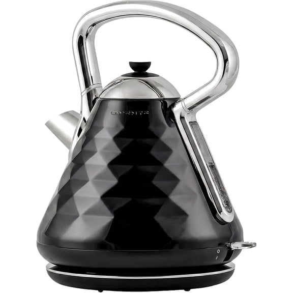 OVENTE 1.7L Retro Stainless Steel Electric Tea Kettle, Black KS755B | 1500W Fast Heating Hot Water Boiler w/ LED Indicator Light, Auto Shut-Off & Boil-Dry Protection, Cool-Touch Handle, BPA-Free