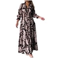 thumbnail image 2 of Qiopertar Mode Femme Décontractée Imprimé Col en V Taille Haute Manches Longues Robe Longue Liquidation Moins de 5$ en Liquidation Offres Access, 2 of 6