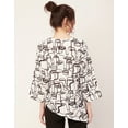 thumbnail image 3 of Moomaya Printed Asymmetric Tops For Women, Poly Rayon Long Sleeve Tunic Top, 3 of 8