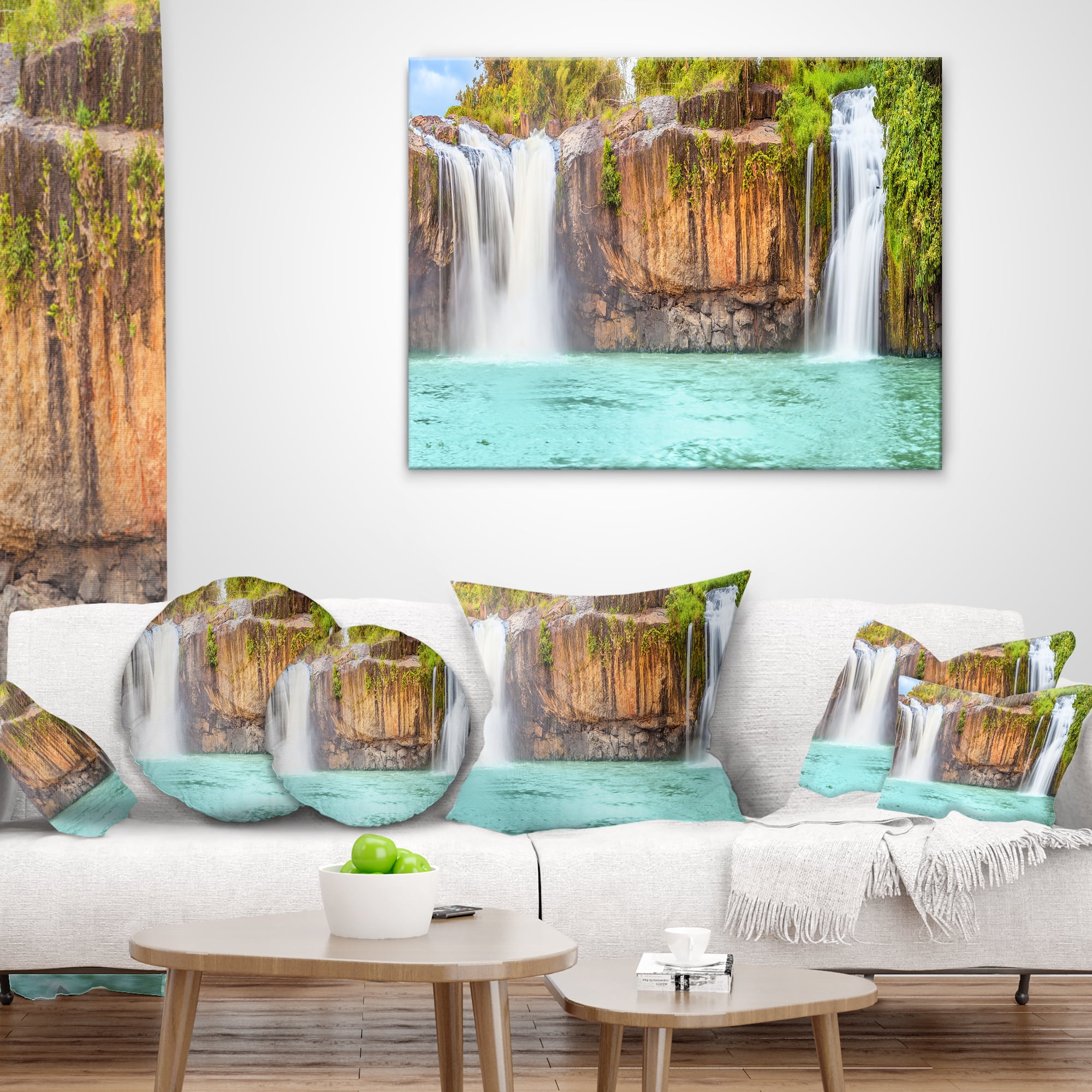 Designart Dry Sap Waterfall - Photography Throw Pillow - 12x20
