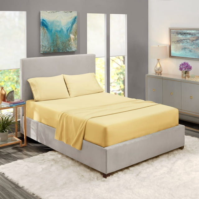 Bed Sheets Set 1800 Series Deep Pocket Soft Microfiber 4 Piece Queen Sheet Sets Gray