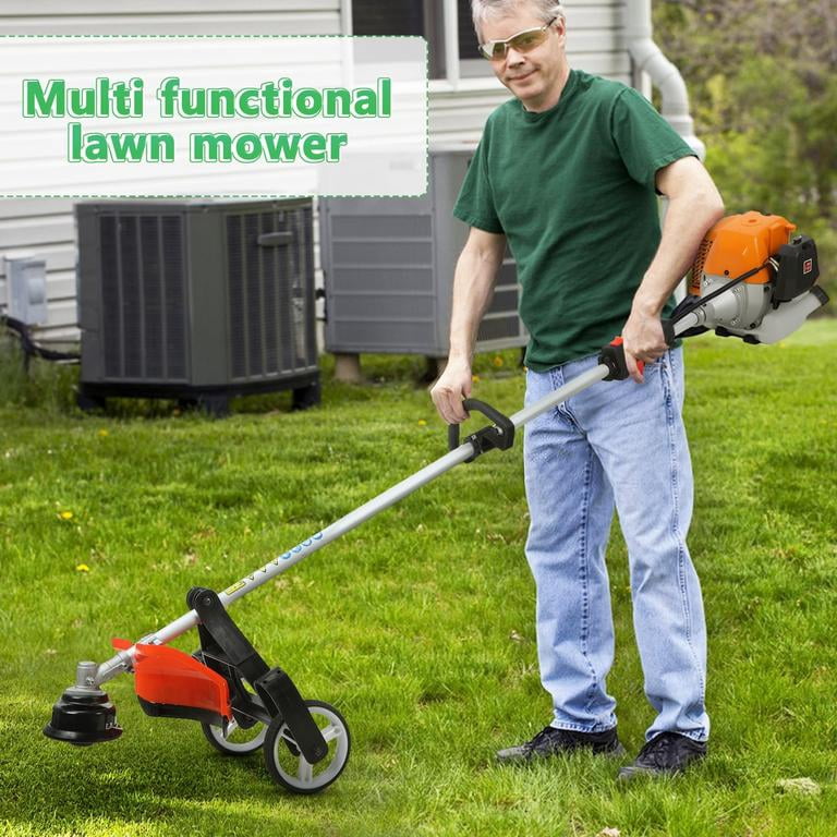 Mohsoe Heavy Duty 8-in-1 Gas Weed Eater 52CC 2-Cycle Multi Tool Brush Cutter Hedge Cutter Pole Saw Edger For Yard Care Orange