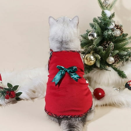 Pet Christmas skirt silver fox velvet autumn and winter dog clothes cat clothing bow tie jewelry