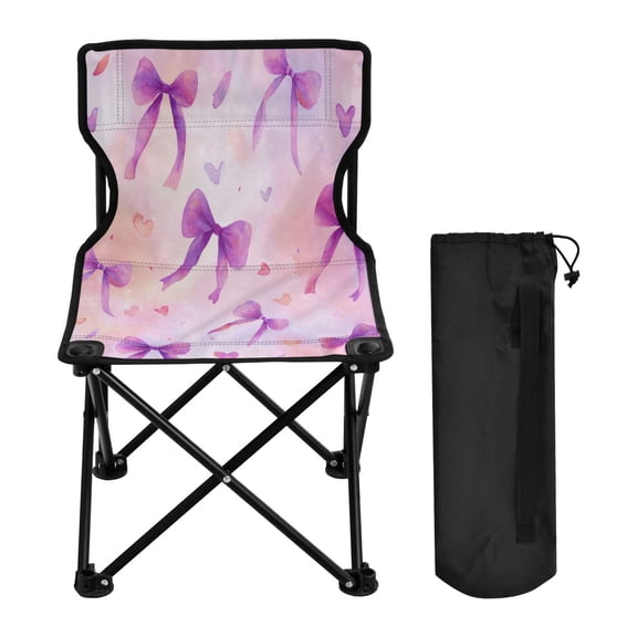 600D Oxford Camping Chair Portable Foldable Chair Supports 220 lbs for Picnic, Fishing, Backpacking Watercolor Purple Bows