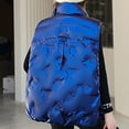 thumbnail image 3 of Kilaqueen Puffer Vests for Women Full Zip Up Sleeveless Metallic Shiny Mock Neck Waistcoat with Pockets 2025 Winter Warm Padded Jacket Coat, 3 of 6