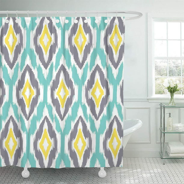 Suttom Colorful Modern Aqua Grey Yellow, Gray Yellow Teal Curtains