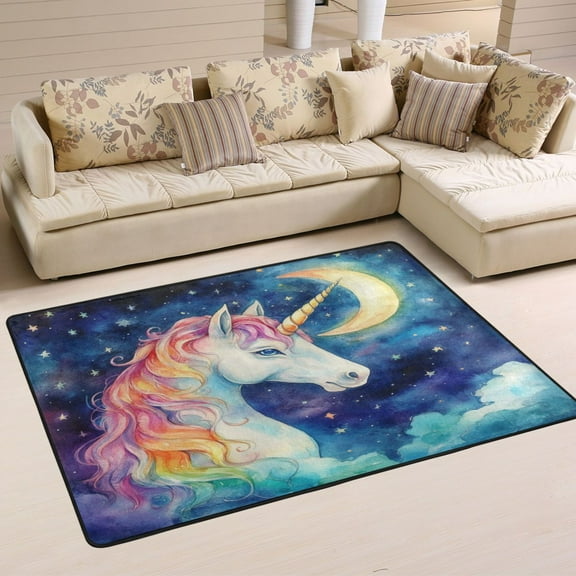 Non-Slip Area Rug 36"x24" Indoor Washable Floor Mats Carpet Printed for Living Room, Bedroom, Home Decor Majestic Unicorn