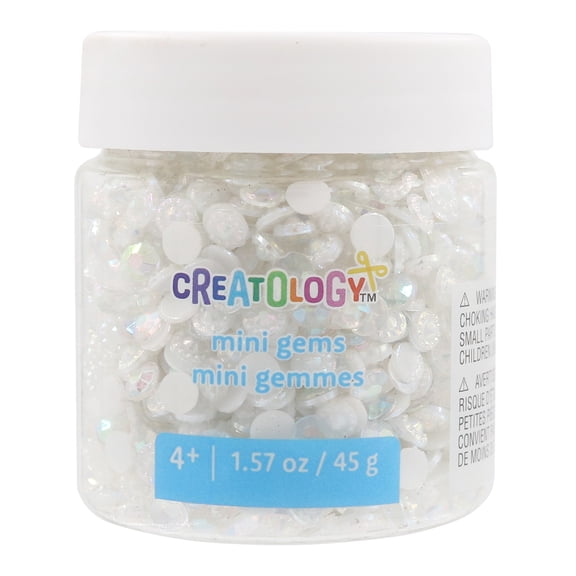 White Crystal Diamond Mini Gems by Creatology – Sparkly Polystyrene Gem Embellishments for Crafts - Slime & DIY Projects - 24 Pack
