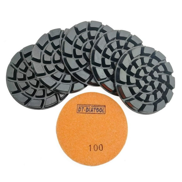 DT-DIATOOL Diamond Floor Polishing Pads Resin Bond Terrazzo Floor Diameter 4 Inch Grit 100 Pack of 6