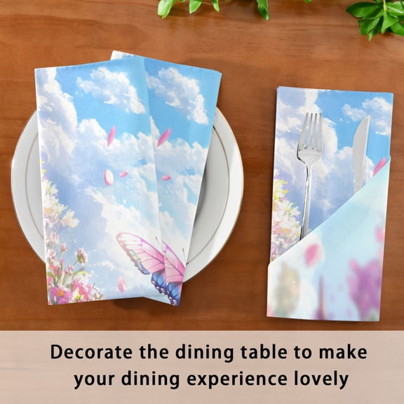 Satin Native Fab Cotton Dinner Napkin Butterfly Spring Reusable