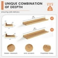 thumbnail image 3 of Floating Picture Ledge Shelves for Wall Set of 4, 24 Inch Solid Wood Wall Shelves with Lip Long Large Nursery Book Shelf for Toys Storage Kids Bookshelf Wall Mounted Living Room Bedroom Decor Frames, 3 of 14