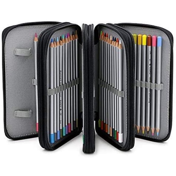 KGOJDYNFYSL Handy Wareable Oxford Colored Pencil Bags Large 72 Slots Pencil Organizer Portable Watercolor Pencil Wrap Case (Black)