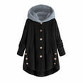thumbnail image 1 of Lindbes Clearance Womens Plus Size Button Jacket Plush Solid Color Hooded Jacket Loose Cardigan Coat Winter Jacket Sweater, 1 of 3