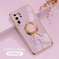 thumbnail image 1 of Allytech for Samsung Galaxy S20 Ultra 6.9 Inch Ultra Thin Electroplated Gold Frame Anti-Drop Cover Case, Cute Girly 3D Astronaut Hidden Finger Ring Kickstand Shockproof Case, Purple, 1 of 9