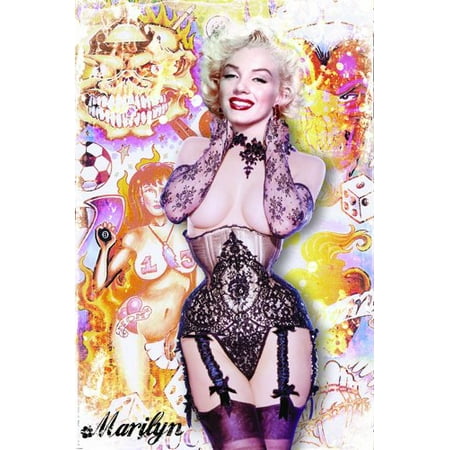 - Marilyn Monroe Poster With Sexy Tattoo In Lingerie 24X36