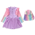 thumbnail image 6 of 6-8 T Girls Swimsuit Girls Long Sleeve Swimsuit Dress Ruffle Design Sun Piece Bathing Suit For Toddlers And Kids, 6 of 6