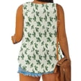 thumbnail image 4 of Womens Tops Summer Women Sleeveless Floral Printed Button Plus Size Tank Tops Loose Crew Neck Vest T Shirts Tunics Tee Plus Size Tops for Women, 4 of 6