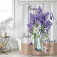 thumbnail image 6 of Polyester Fabric Purple Lavender Shower Curtain, Spring Floral Daisy Butterfly Leaves Gray Waterproof Bathtub Curtain Bathroom Decor Set with Hooks 66 x 72 Inches, 6 of 6