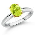 thumbnail image 2 of Gem Stone King 925 Sterling Silver and 10K Yellow Gold Yellow Lemon Quartz Solitaire Engagement Ring for Women (1.10 Cttw, Oval 8X6MM, Gemstone Birthstone, Available in Size 5, 6, 7, 8, 9), 2 of 4