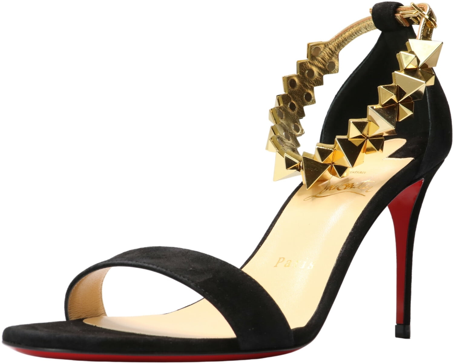 Christian Louboutin Women's 85 Black / Gold AnkleHigh