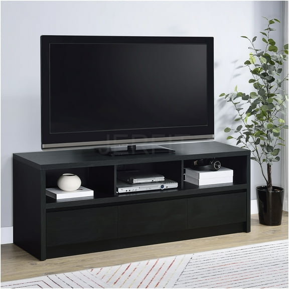JERFIT 59 inch Modern TV Stand with 3 Drawers, Media Console Entertainment Center for Living Room, Black