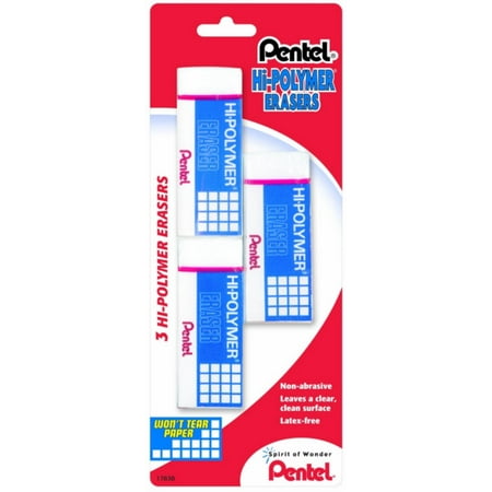 (4 Pack) Pentel Hi-Polymer Block Eraser, White, (Best Ereader In Sunlight)