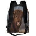 thumbnail image 3 of Lsque Yak Pattern Backpack – School Travel Canvas Daypack with Ergonomic Padded Straps, Multiple Compartments & Leather Handle, 3 of 5