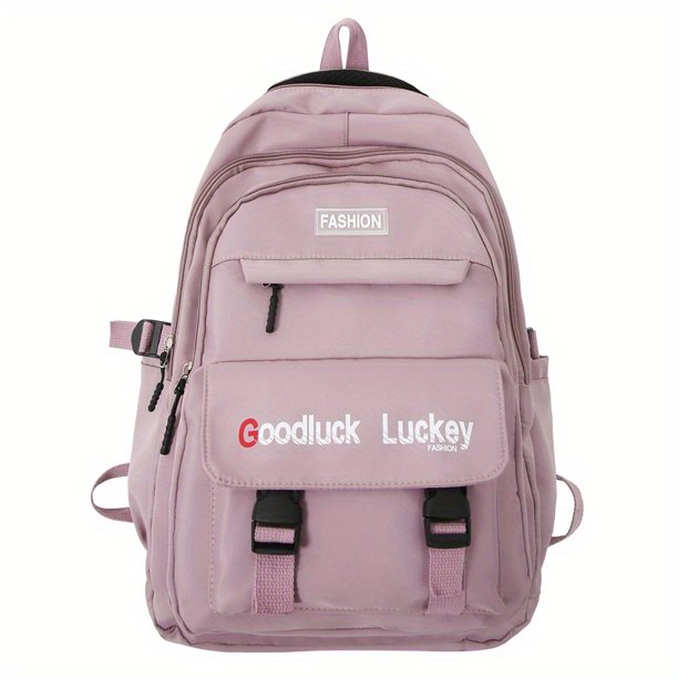 1pc Mochila De Diseño De Varias Capas, Patrón De Letras De Moda Simple Mochila De Estudiante, Hombres Mujeres Estudiantes Universitarios Estudiantes De Secundaria Estudiantes De Escuela Intermedia Moc