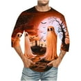 thumbnail image 1 of Camisas de Manga Larga para Hombres Imprimir Blusa de Manga Corta de Cuello Redondo, Camisas de Lino para Hombres, 1 of 4